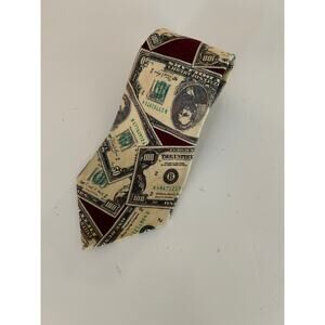 Vintage Aries Men's Silk Neck Tie All Over Money Print JL
